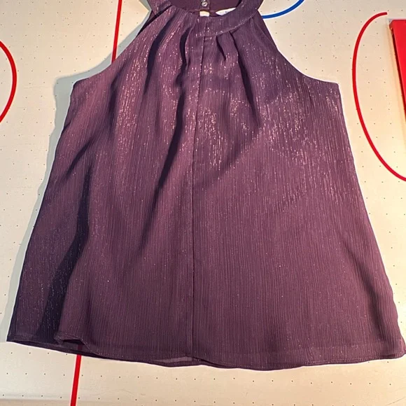 White House Black Market Purple Shimmer Sleeveless/Halter Lurex Gothic Purple - Picture 5 of 8